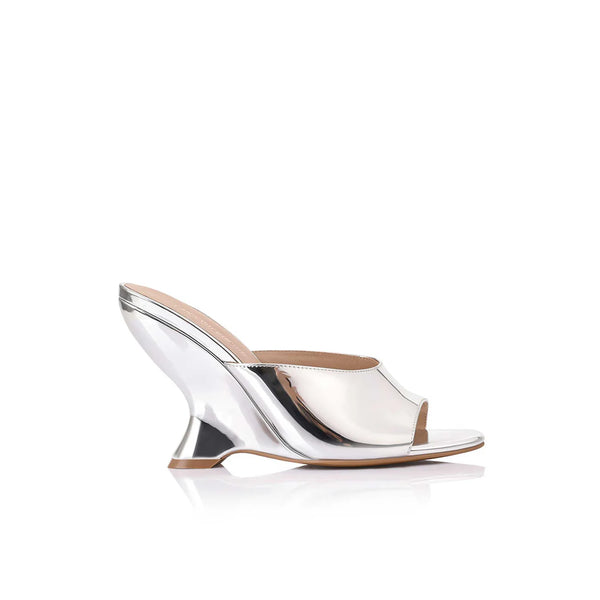 Martha Wedge Silver Metallic Leather