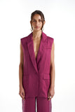 Sleeveless Blazer- Plum