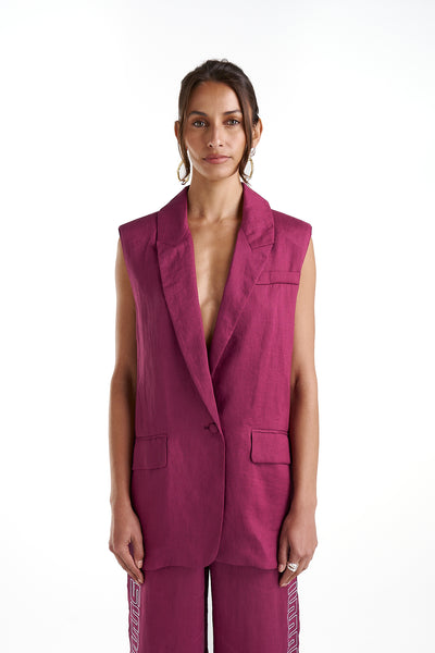 Sleeveless Blazer- Plum