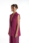 Sleeveless Blazer- Plum