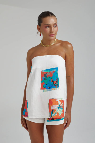STRAPLESS SHIFT TOP - MONTAGE WHITE