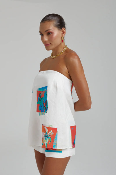 STRAPLESS SHIFT TOP - MONTAGE WHITE
