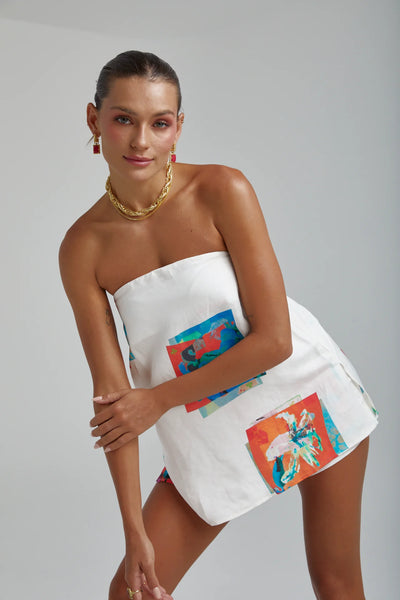 STRAPLESS SHIFT TOP - MONTAGE WHITE