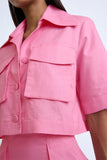 PINK SALT POCKET CROP SHIRT - PINK SALT