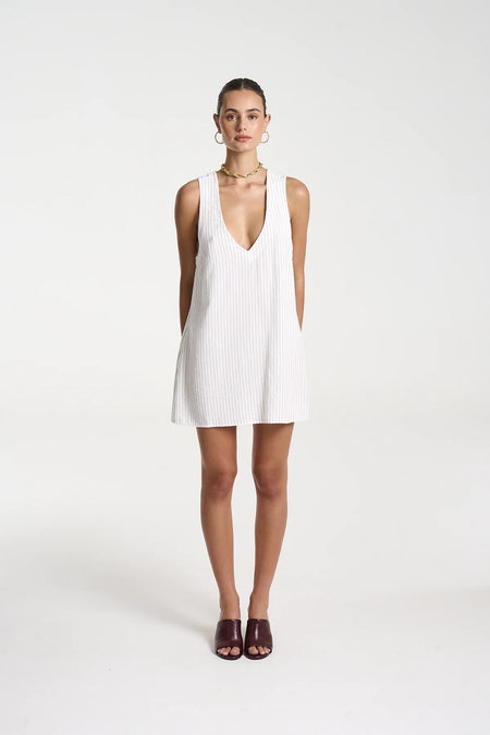 SHORT SLEEVE BIAS DRESS BLEEDING DOVE