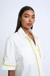 PIPE STEP EMBROIDERED SHIRT - IVORY PRIMROSE