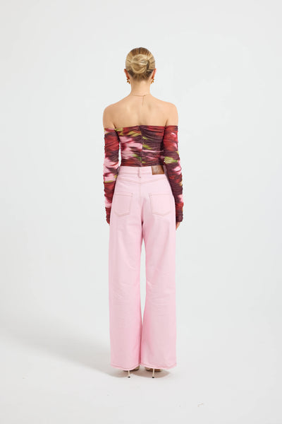 CHARLI DENIM PANT- POWDER PINK