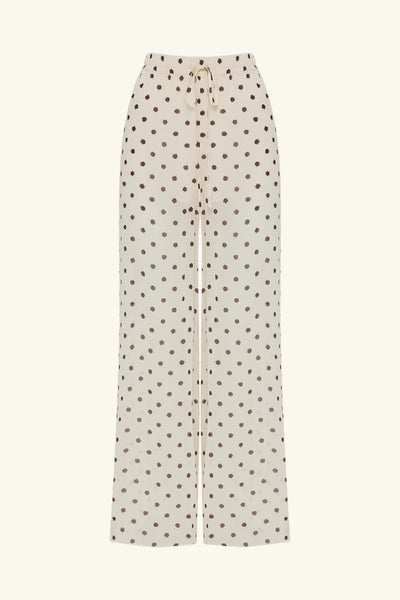 Houston Sheer Drawstring Pant - Blanc Polka