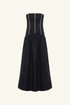 Billie Contrast Strapless Midi Dress - Black