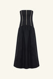 Billie Contrast Strapless Midi Dress - Black
