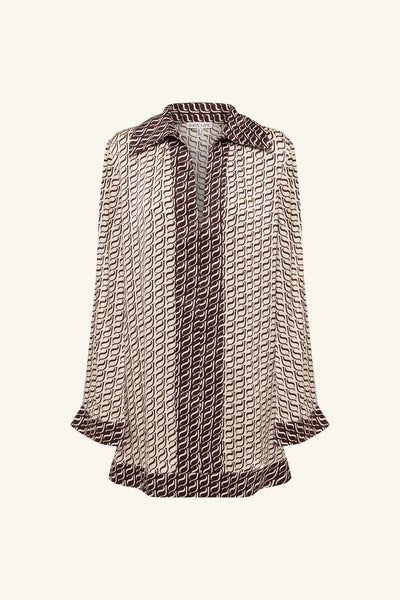 Monogram Silk Contrast Mini Dress