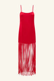 Moraya Square Neck Fringe Maxi Dress - Chilli