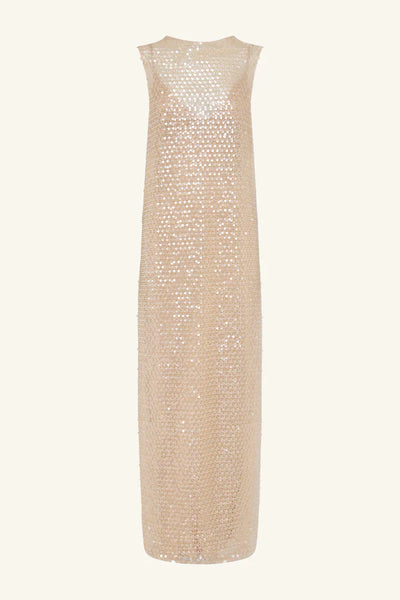 Everly High Neck Sleeveless Maxi Dress - Macadamia