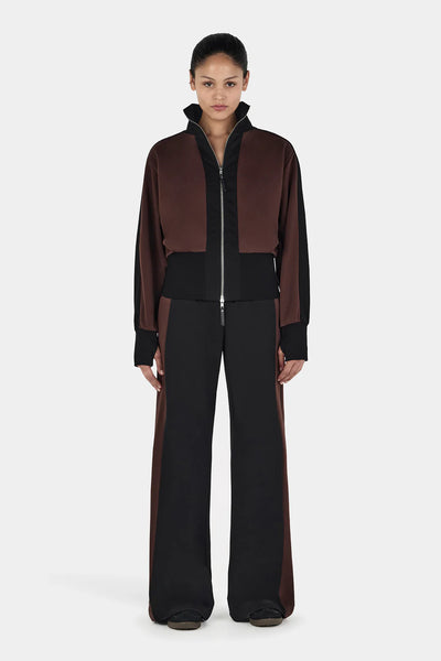ROSIE ZIP UP JUMPER BLACK CHOC 2-TONE