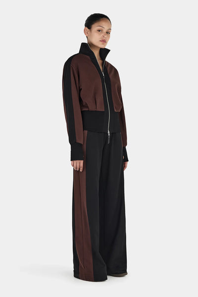 ROSIE ZIP UP JUMPER BLACK CHOC 2-TONE