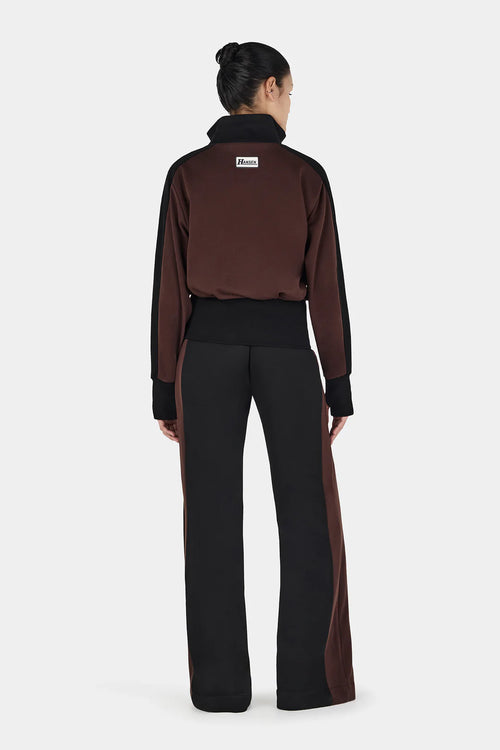 ROSIE ZIP UP JUMPER BLACK CHOC 2-TONE