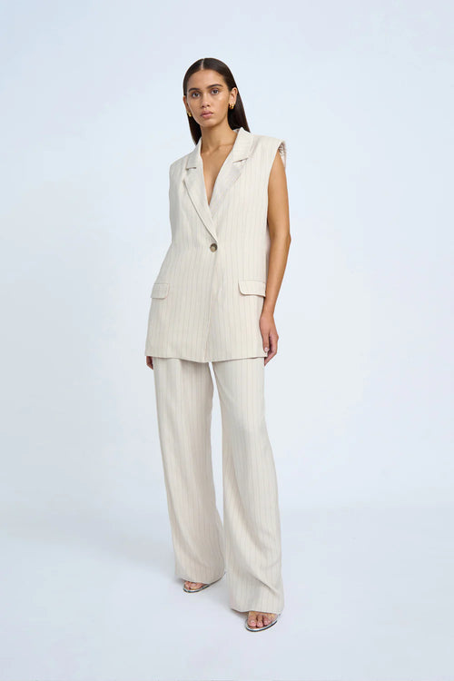 RUMI SLEEVELESS PINSTRIPE BLAZER