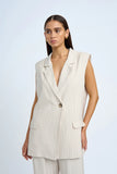 RUMI SLEEVELESS PINSTRIPE BLAZER