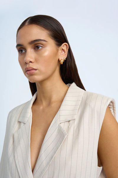 RUMI SLEEVELESS PINSTRIPE BLAZER