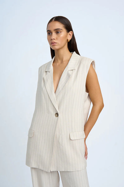 RUMI SLEEVELESS PINSTRIPE BLAZER