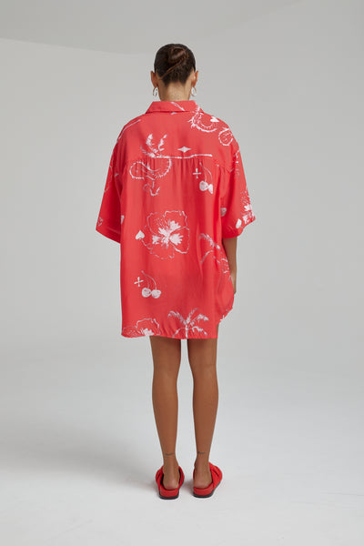 CUPRO BIG SHIRT- RED DRAGON OF HEARTS