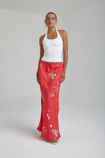 RELAXED MAXI SKIRT- RED DRAGON OF HEARTS