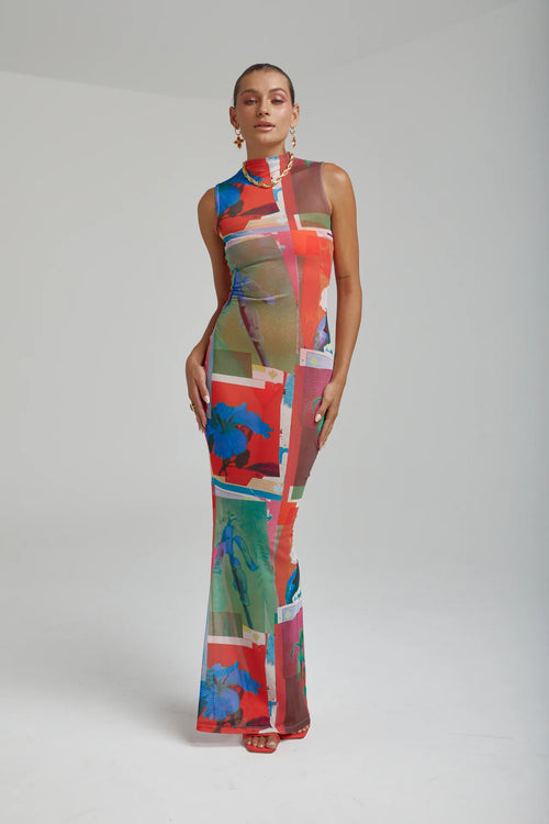 MESH MAXI DRESS - ROYAL MONTAGE