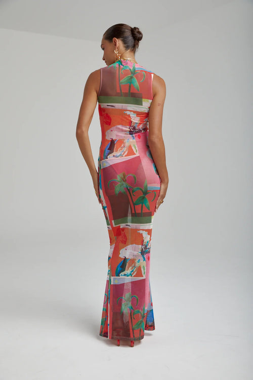 MESH MAXI DRESS - ROYAL MONTAGE