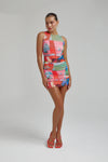 MESH RUCHED MINI DRESS - ROYAL MONTAGE