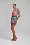 MESH RUCHED MINI DRESS - ROYAL MONTAGE