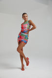 MESH RUCHED MINI DRESS - ROYAL MONTAGE
