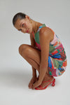 MESH RUCHED MINI DRESS - ROYAL MONTAGE