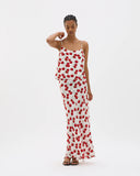 WHITE CHERRY BIAS MAXI SKIRT