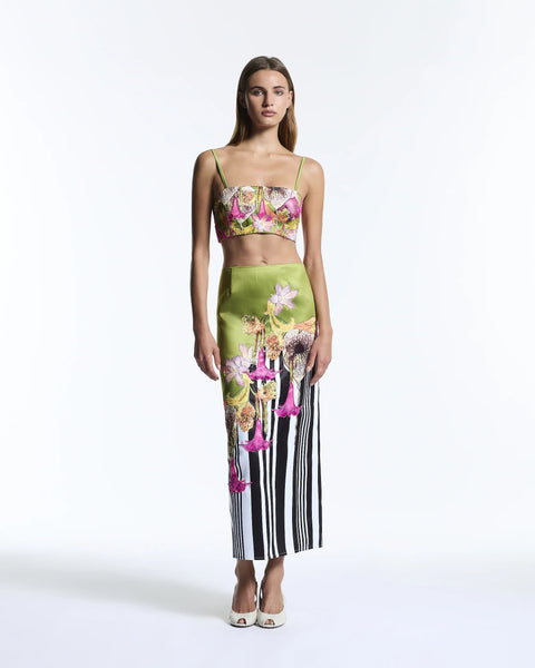 MIXED FLORAL CANOPY BEADED COLUMN SKIRT