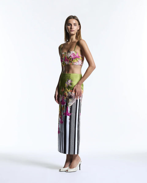 MIXED FLORAL CANOPY BEADED COLUMN SKIRT