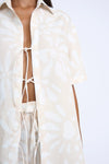 SAND DESERT FLORAL TIE SHIRT - SAND IVORY