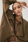COTTON SILK ROUND SHIRT DARK EARTH
