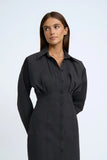 STRUCTURED MINI SHIRT DRESS - BLACK