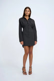 STRUCTURED MINI SHIRT DRESS - BLACK