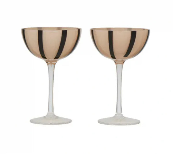 APERITIVO SET OF 2 GLASS COUPE | NUDE/BLACK