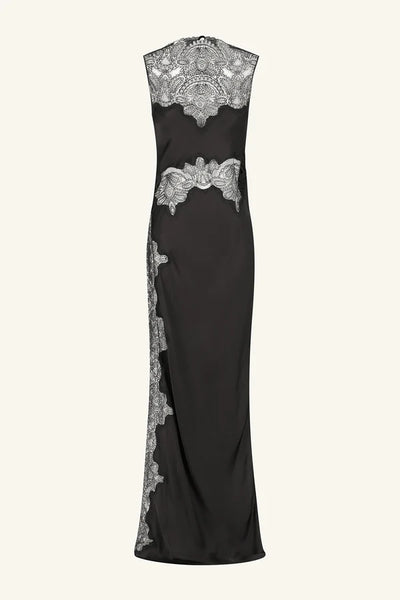 Jamila Lace High Neck Maxi Dress - Black