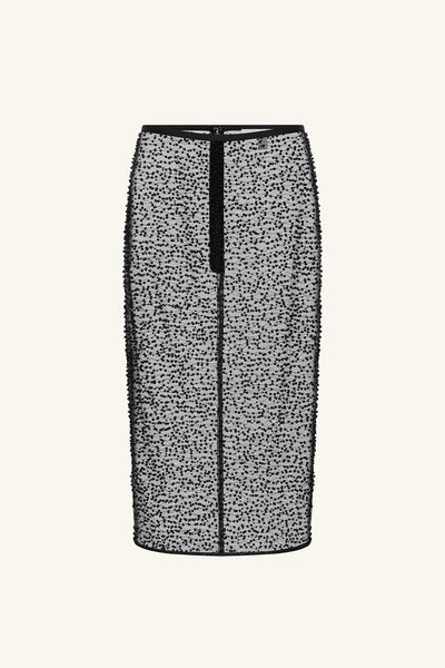 Mona Beaded Midi Skirt - Black