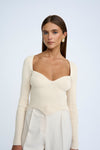 LORETTA SHAPE KNIT TOP- SAND