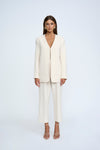 MILANO V NECK BLAZER-CREME