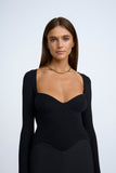 LORETTA SHAPE KNIT TOP- BLACK