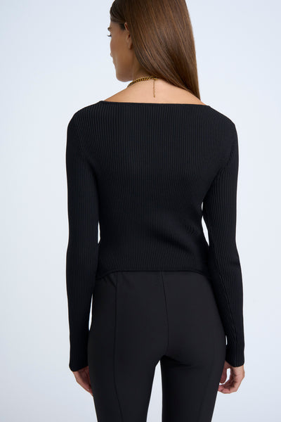 LORETTA SHAPE KNIT TOP- BLACK