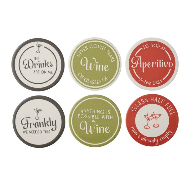 Social Ceramic Coaster 10cm 6 Asst