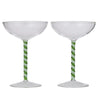 Swirl Set/2 Coupe Glass Green/White
