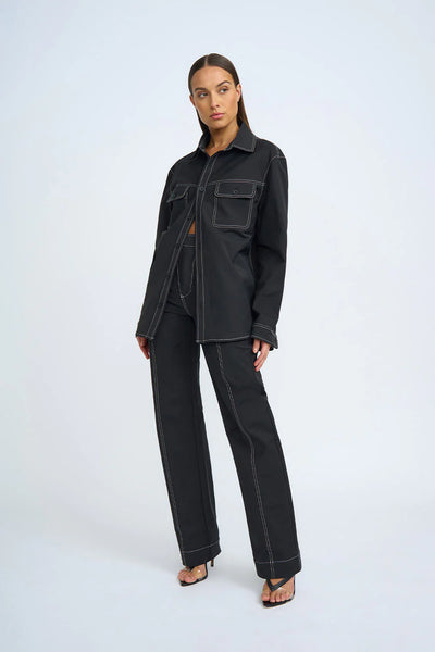 MIDNIGHT POCKET SHACKET - BLACK IVORY