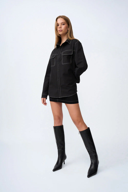 MIDNIGHT POCKET SHACKET - BLACK IVORY